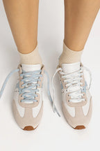 Grey Suede, White and Silver Metallic Leather Sneaker