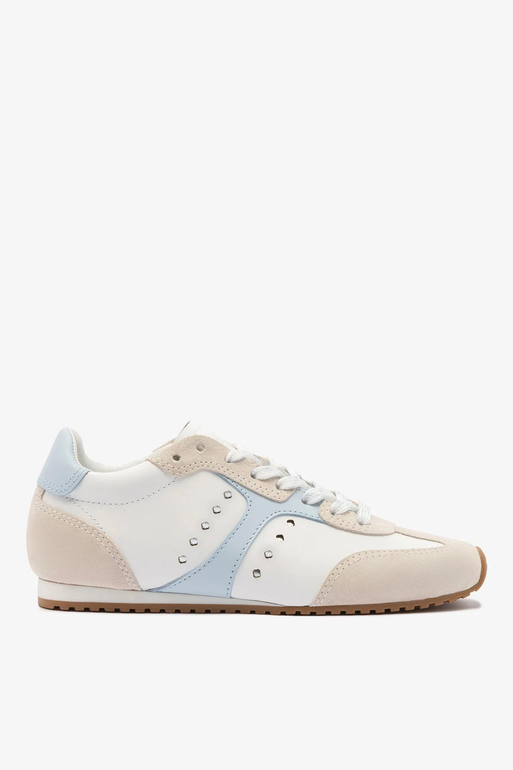Grey Suede, White and Silver Metallic Leather Sneaker