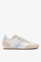 Grey Suede, White and Silver Metallic Leather Sneaker