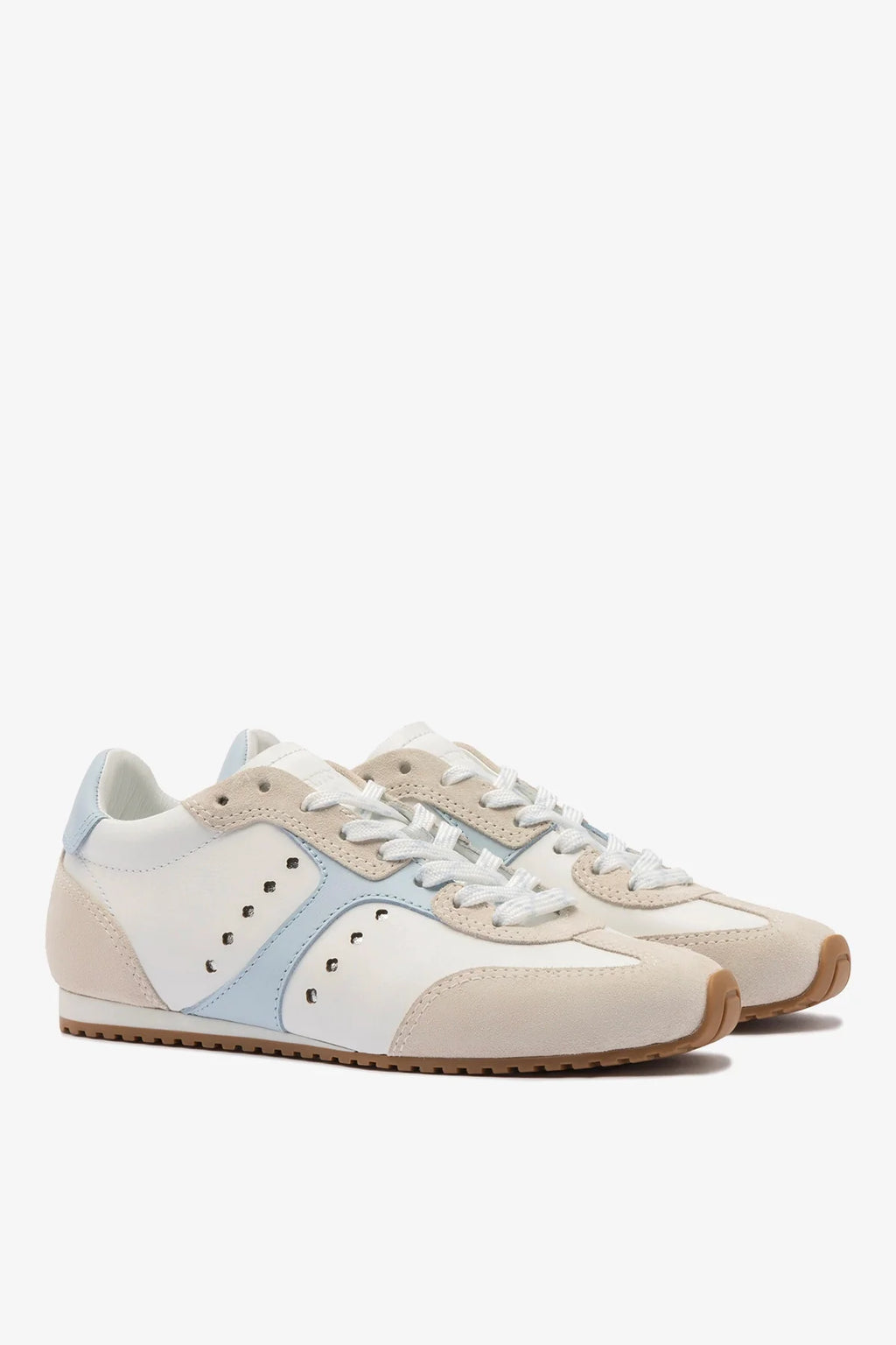 Grey Suede, White and Silver Metallic Leather Sneaker