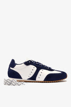 White Leather and Indigo Suede Sneaker