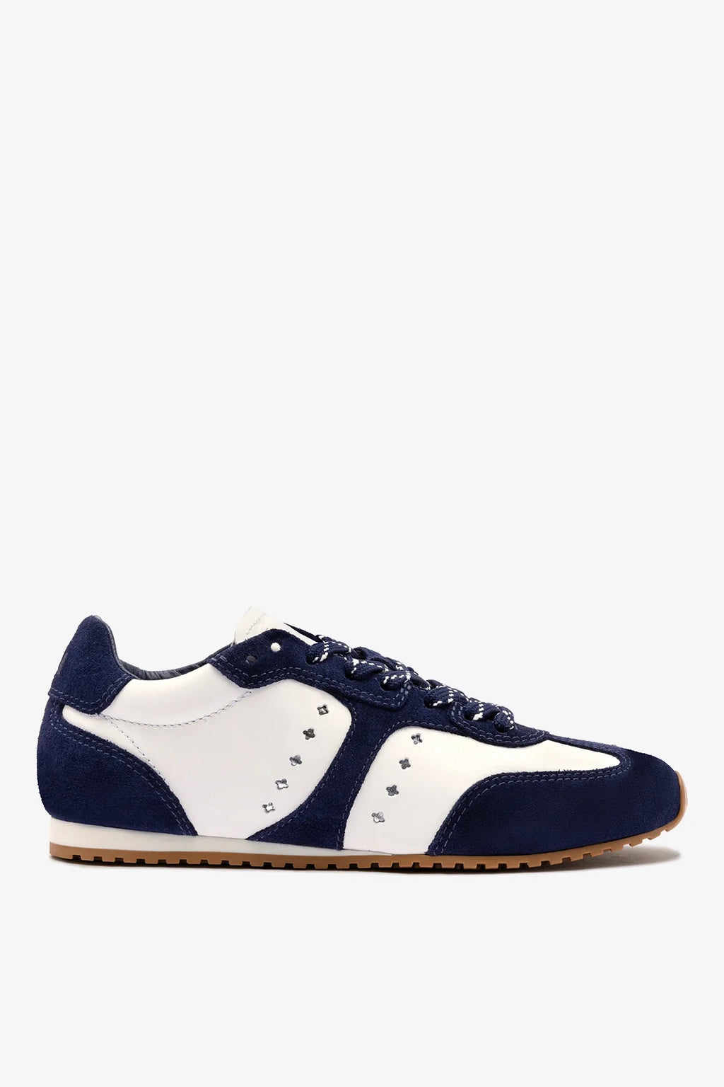 White Leather and Indigo Suede Sneaker
