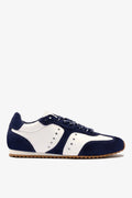 White Leather and Indigo Suede Sneaker