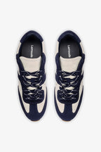 White Leather and Indigo Suede Sneaker