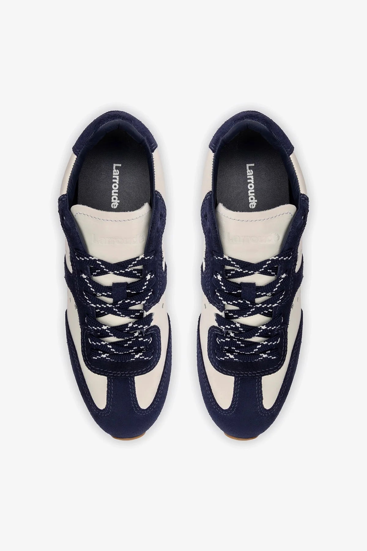 White Leather and Indigo Suede Sneaker