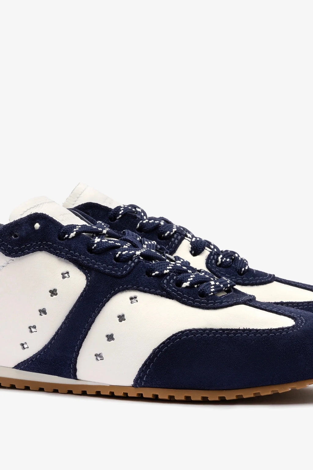 White Leather and Indigo Suede Sneaker