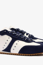 White Leather and Indigo Suede Sneaker