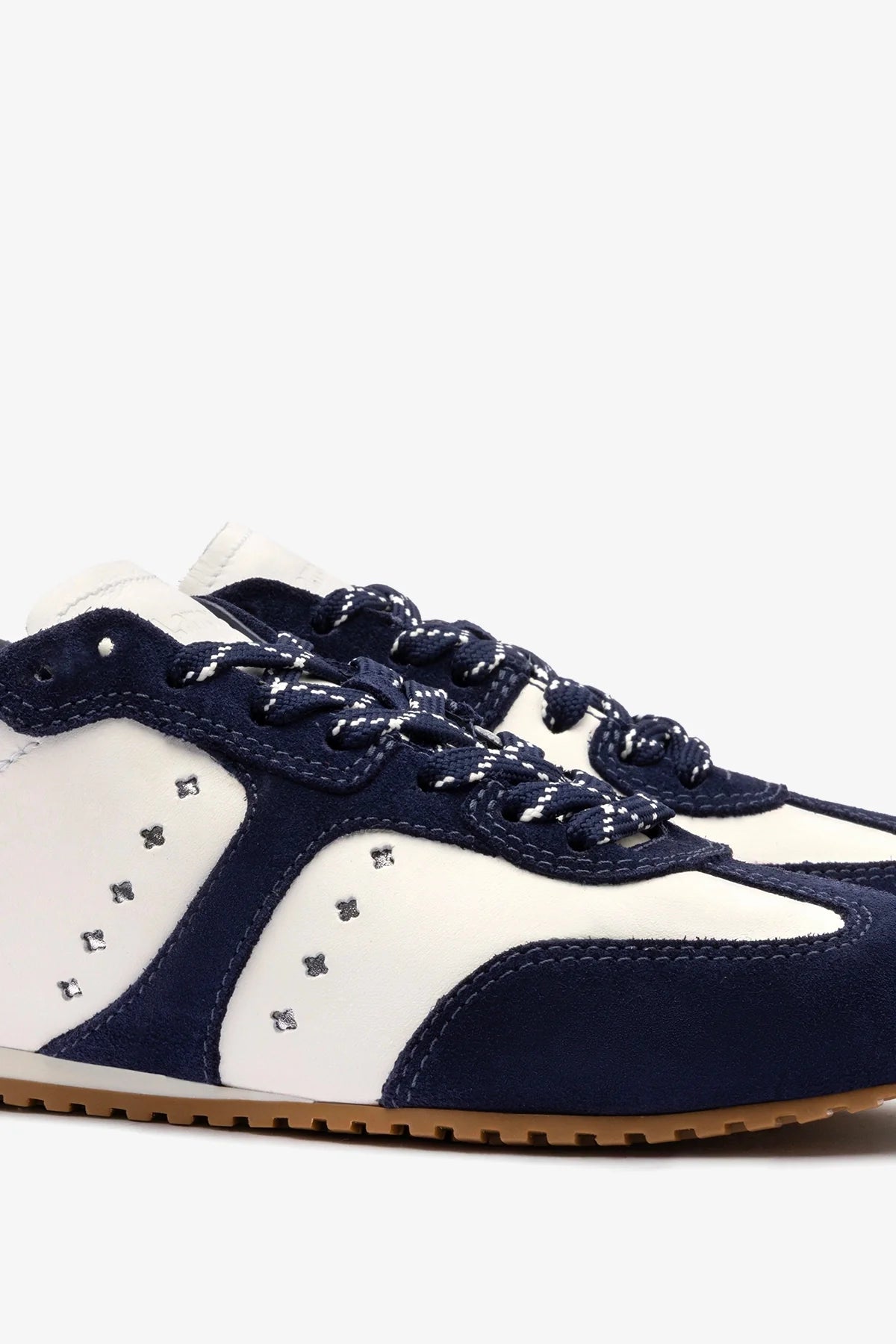 White Leather and Indigo Suede Sneaker