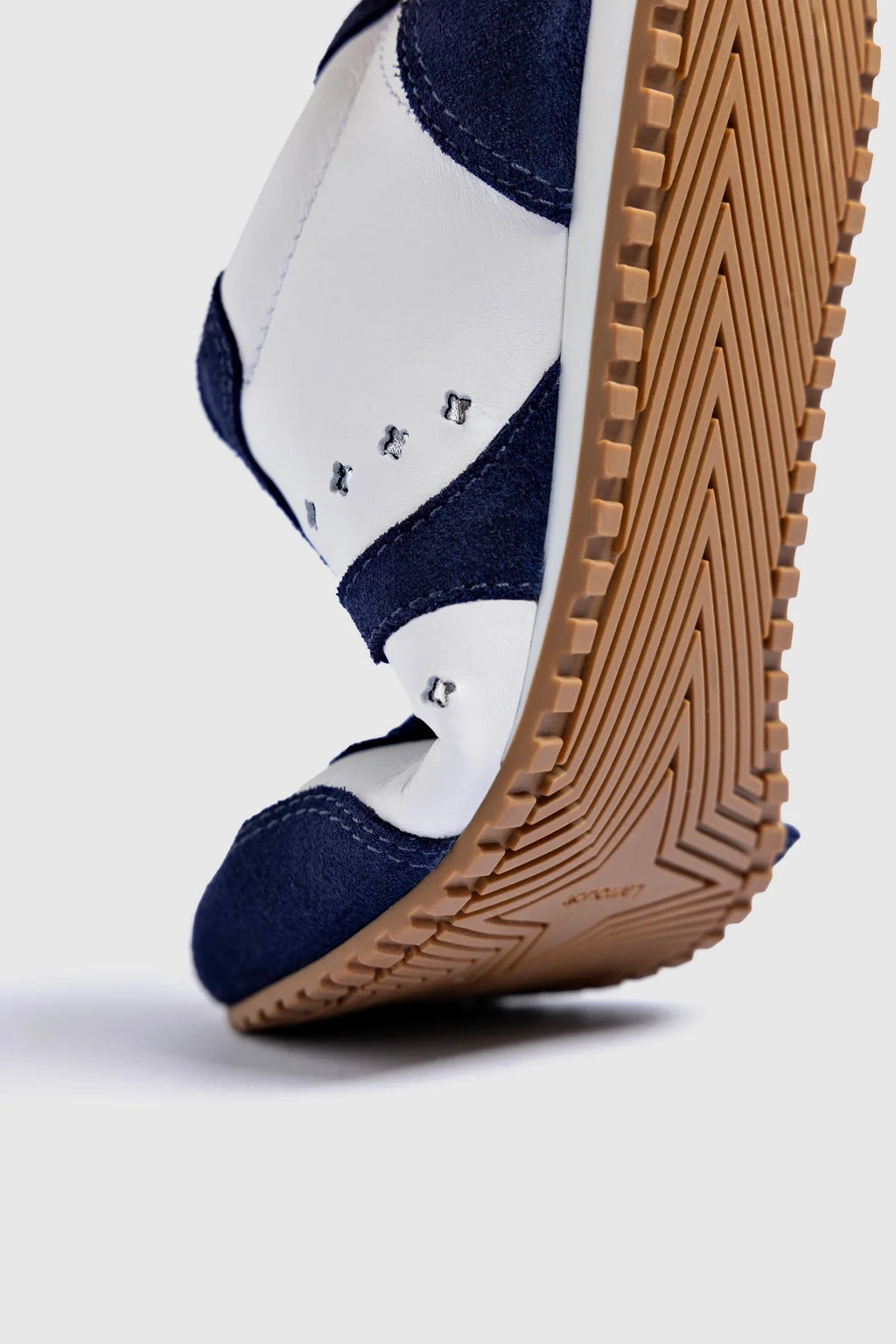 White Leather and Indigo Suede Sneaker