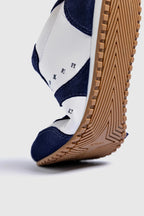 White Leather and Indigo Suede Sneaker