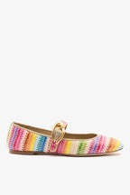 Rainbow Raffia and Beige Leather Ballet Flat