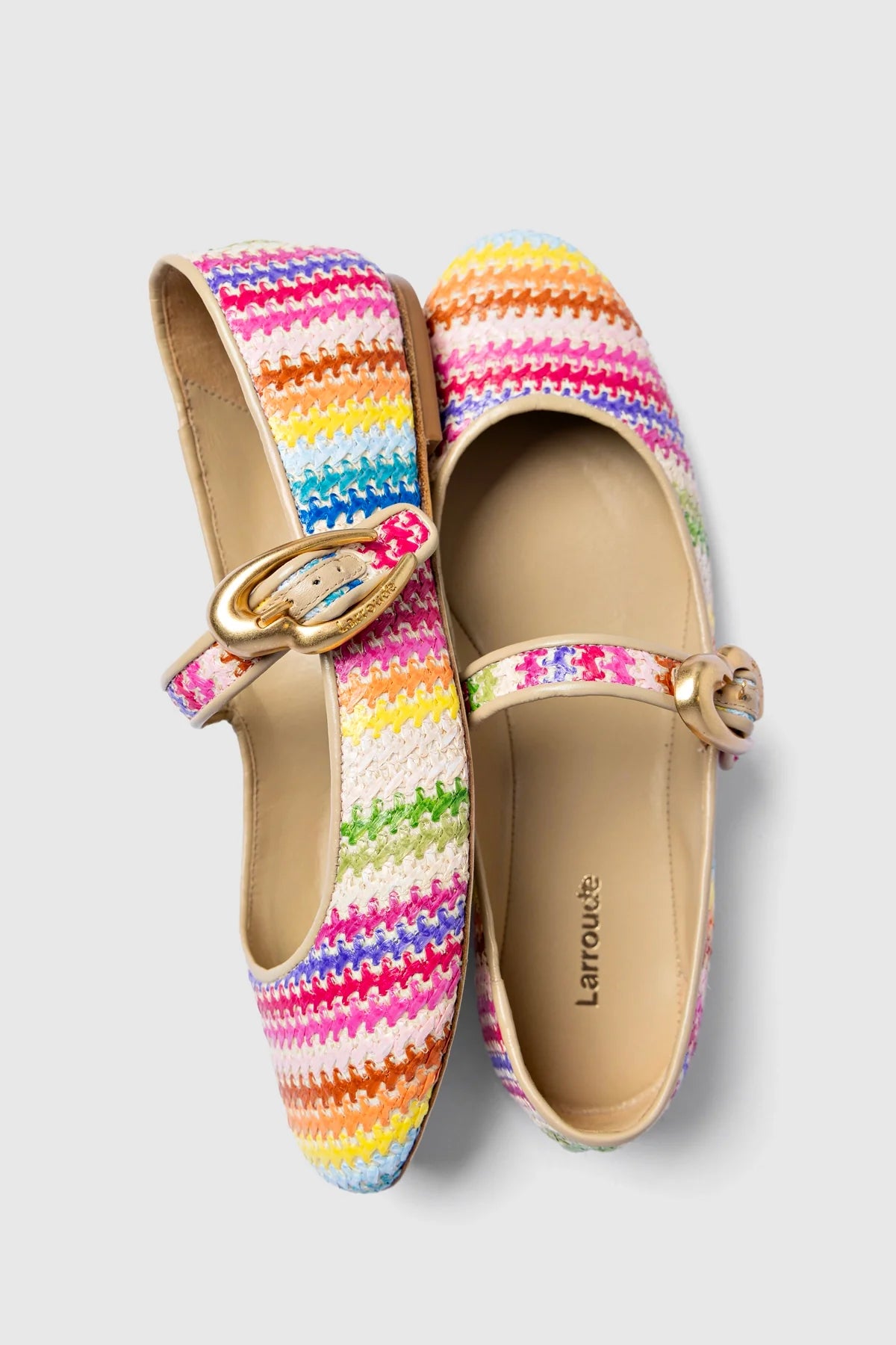 Rainbow Raffia and Beige Leather Ballet Flat