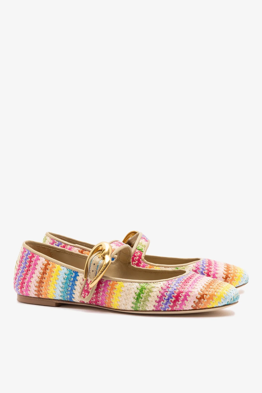 Rainbow Raffia and Beige Leather Ballet Flat