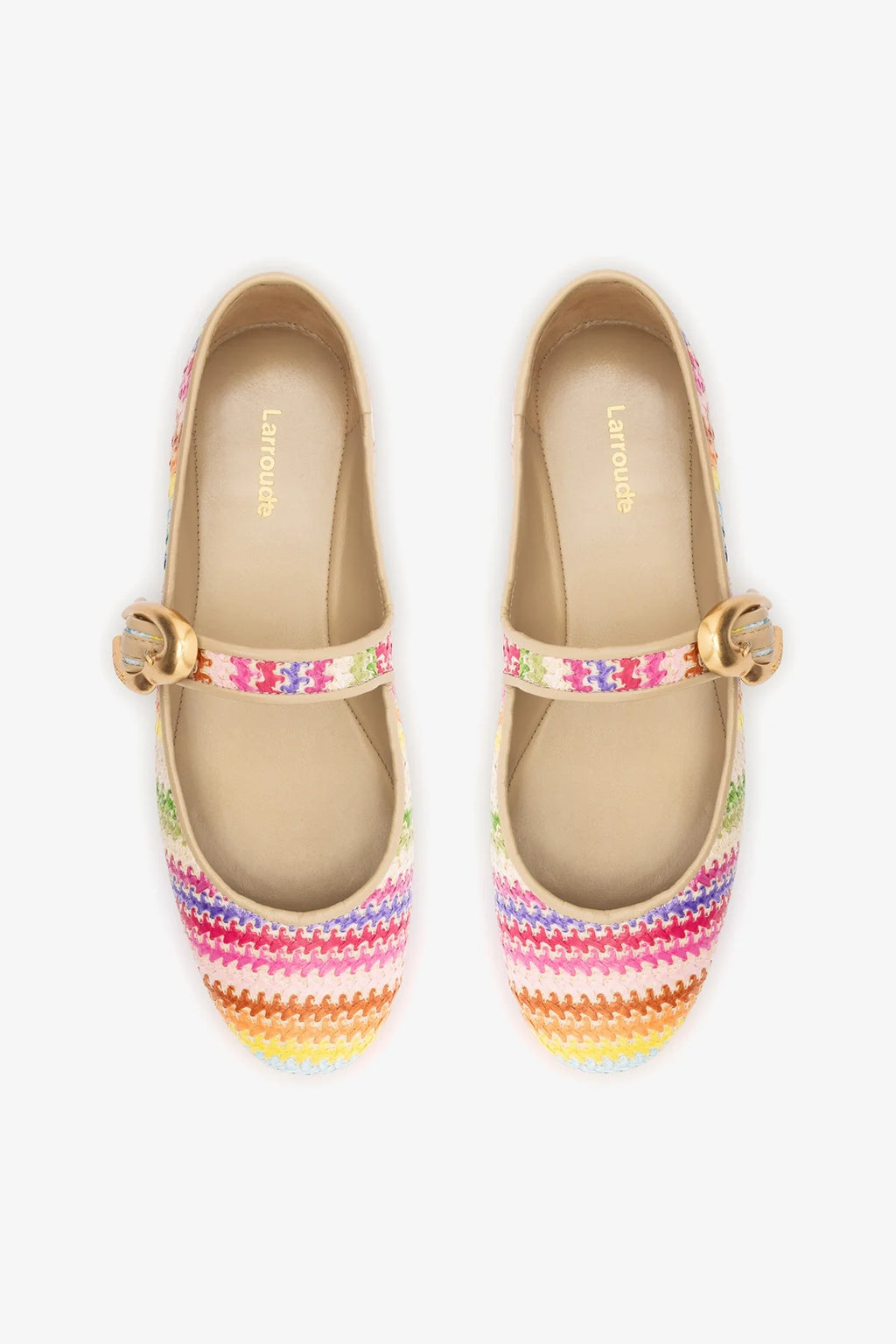 Rainbow Raffia and Beige Leather Ballet Flat