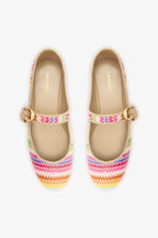 Rainbow Raffia and Beige Leather Ballet Flat