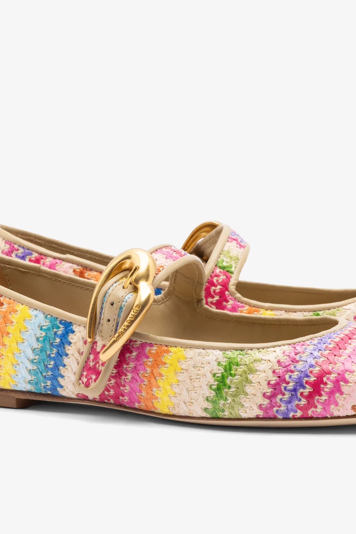 Rainbow Raffia and Beige Leather Ballet Flat