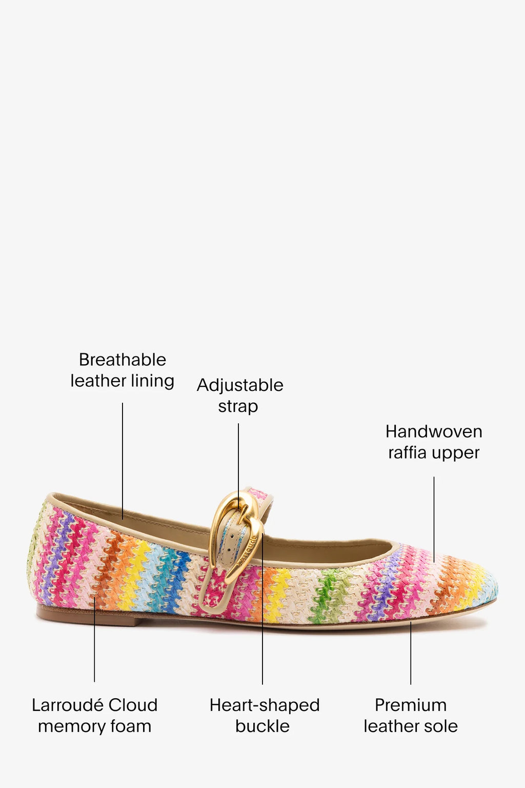 Rainbow Raffia and Beige Leather Ballet Flat