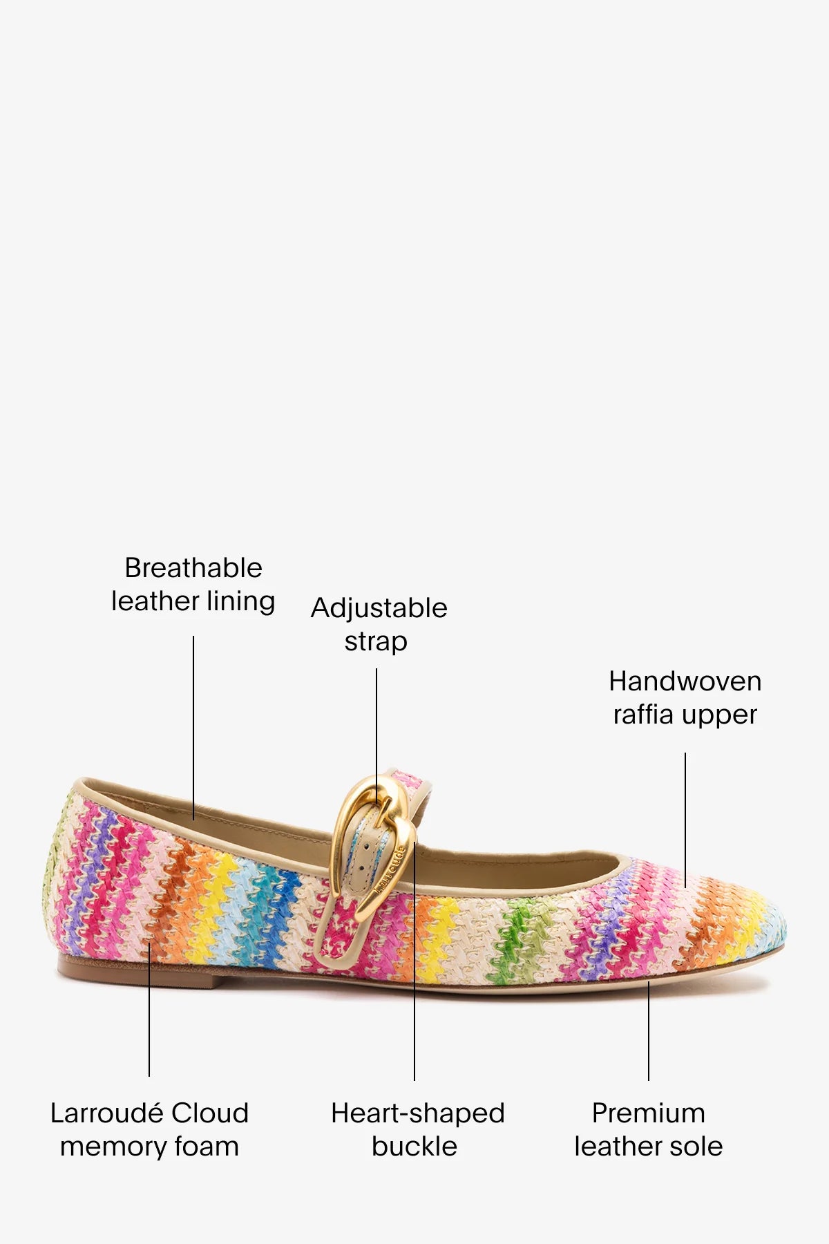 Rainbow Raffia and Beige Leather Ballet Flat