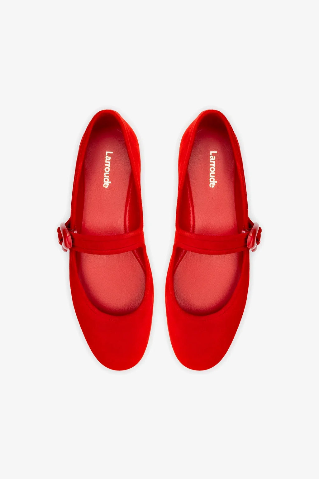 Scarlet Suede Mary-Jane Ballet Flat with Heart Buckle