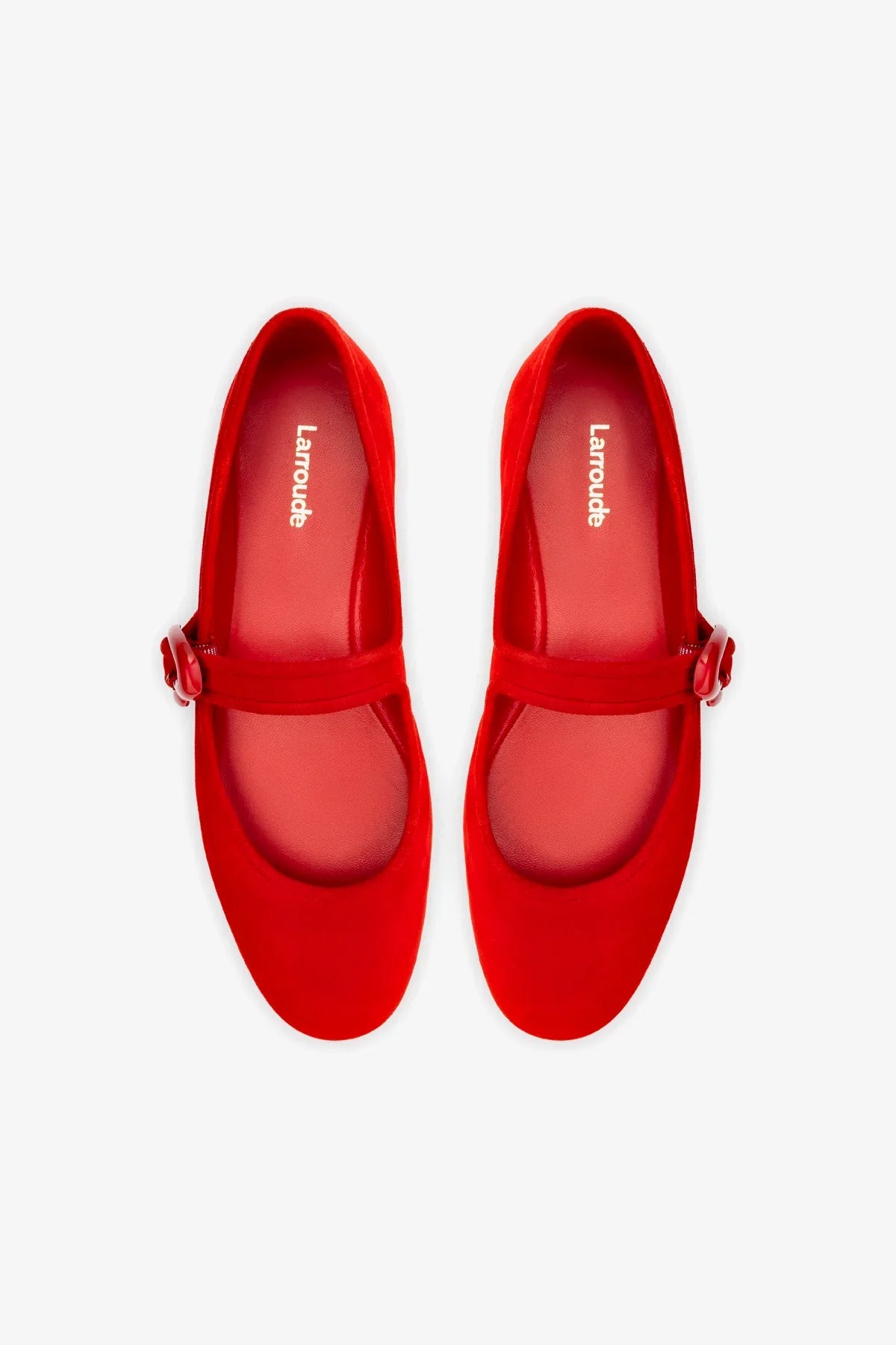 Scarlet Suede Mary-Jane Ballet Flat with Heart Buckle
