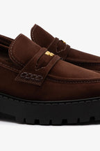 Brown Suede Loafer with Chunky Lug Sole