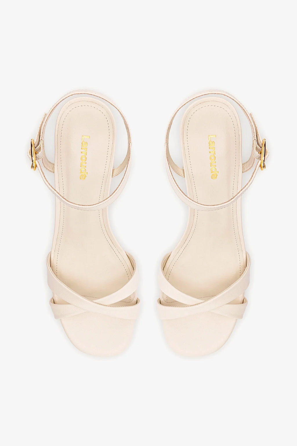 Ivory Leather Block Heel Platform Sandal