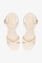 Ivory Leather Block Heel Platform Sandal