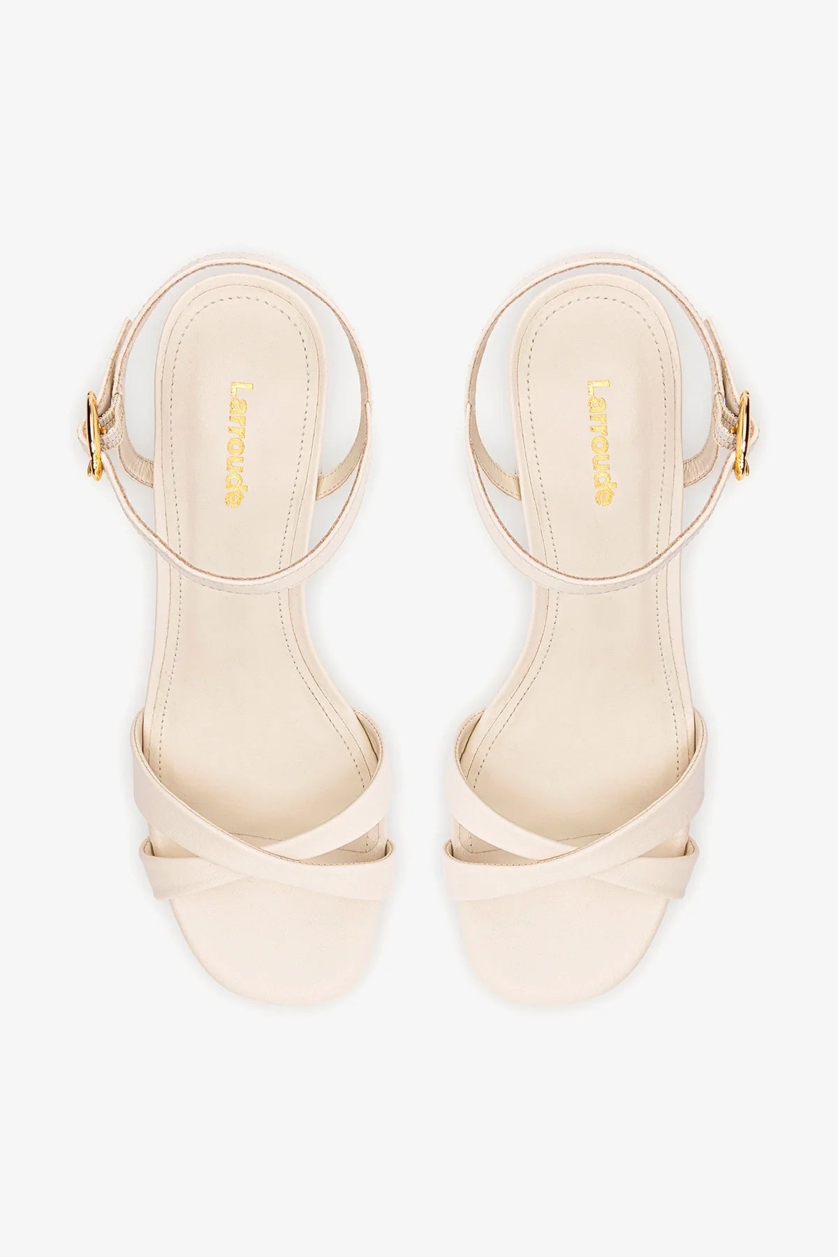 Ivory Leather Block Heel Platform Sandal