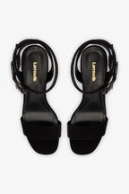Black Suede Low Block Heel Platform Sandal