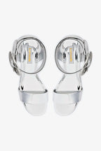 Silver Mirror Low Block Heel Platform Sandal