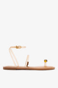 Ivory Vinyl Jelly Flat Sandal with Metallic Toe Accent