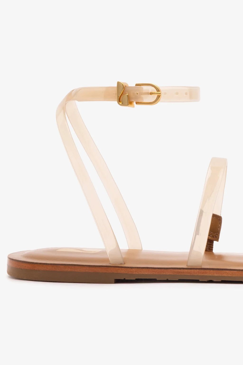 Ivory Vinyl Jelly Flat Sandal with Metallic Toe Accent