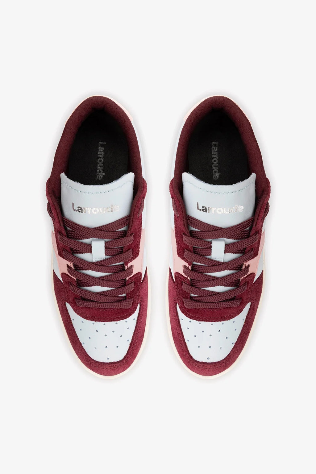 Burgundy Suede, Blue and Pink Leather Low-Profile Sneaker