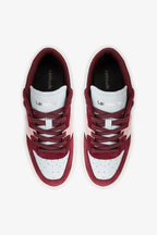 Burgundy Suede, Blue and Pink Leather Low-Profile Sneaker