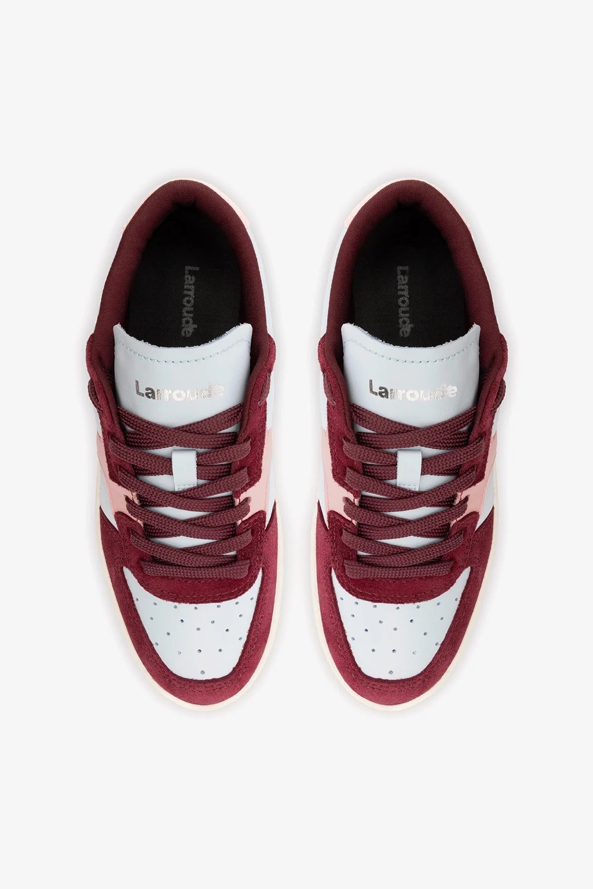 Burgundy Suede, Blue and Pink Leather Low-Profile Sneaker