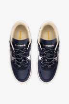 Navy Suede and Silver Sparkle Leather Low-Profile Sneaker