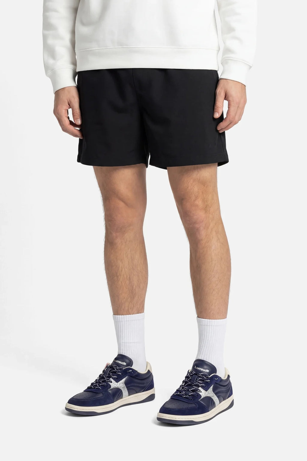 Navy Suede and Silver Sparkle Leather Low-Profile Sneaker