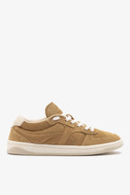 Peanut Suede and Ivory Leather Low-Profile Sneaker