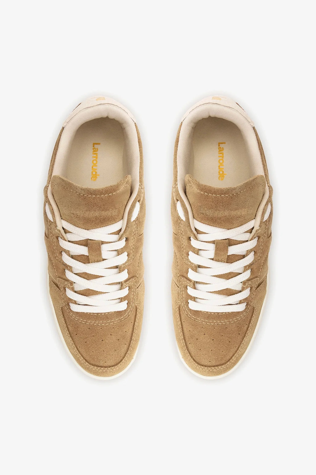 Peanut Suede and Ivory Leather Low-Profile Sneaker