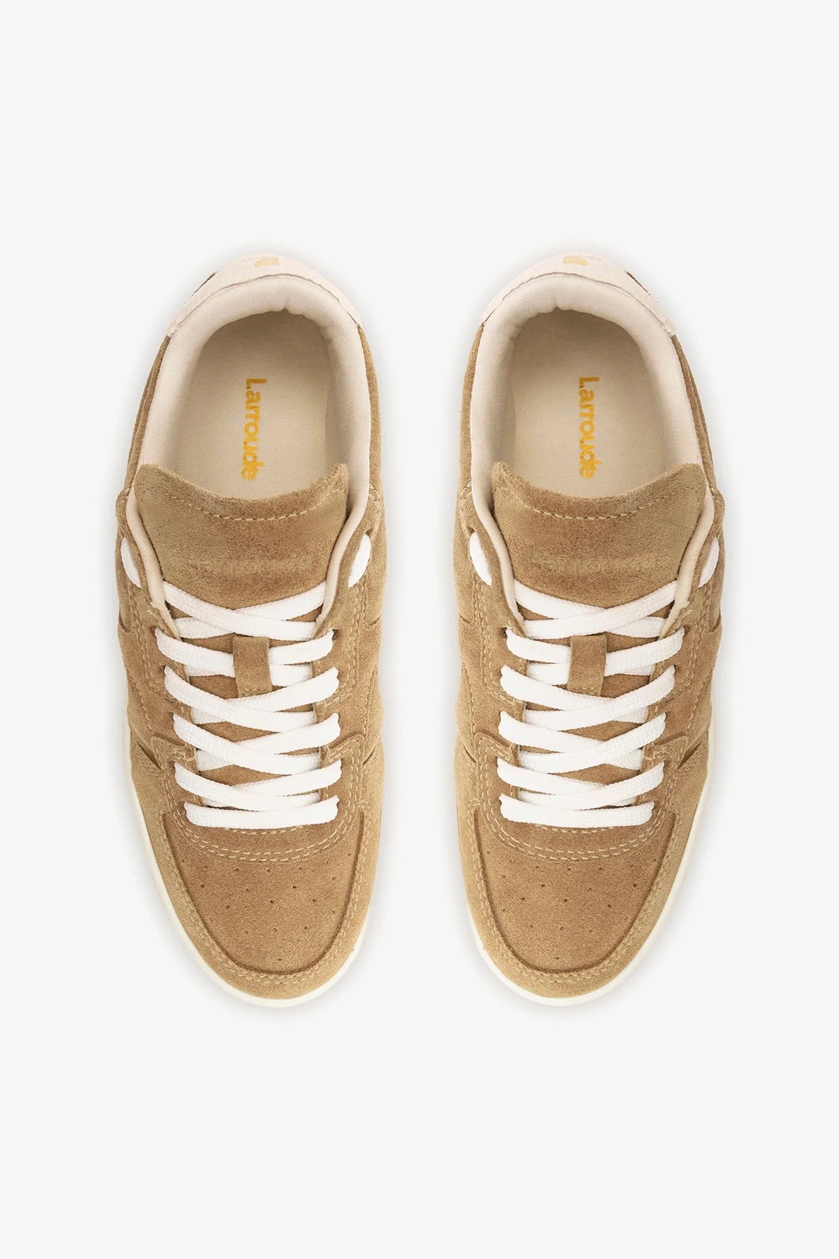 Peanut Suede and Ivory Leather Low-Profile Sneaker