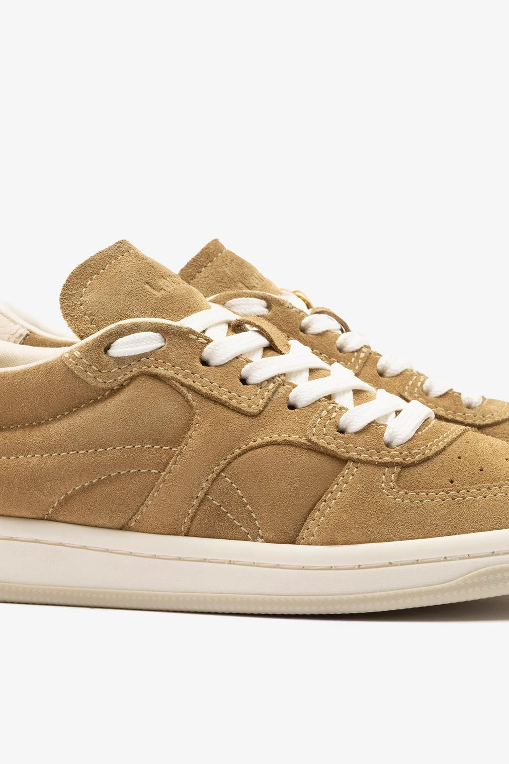 Peanut Suede and Ivory Leather Low-Profile Sneaker