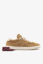 Peanut Suede and Ivory Leather Low-Profile Sneaker