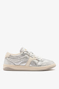 Silver Sparkle and Ivory Leather Low-Profile Sneaker