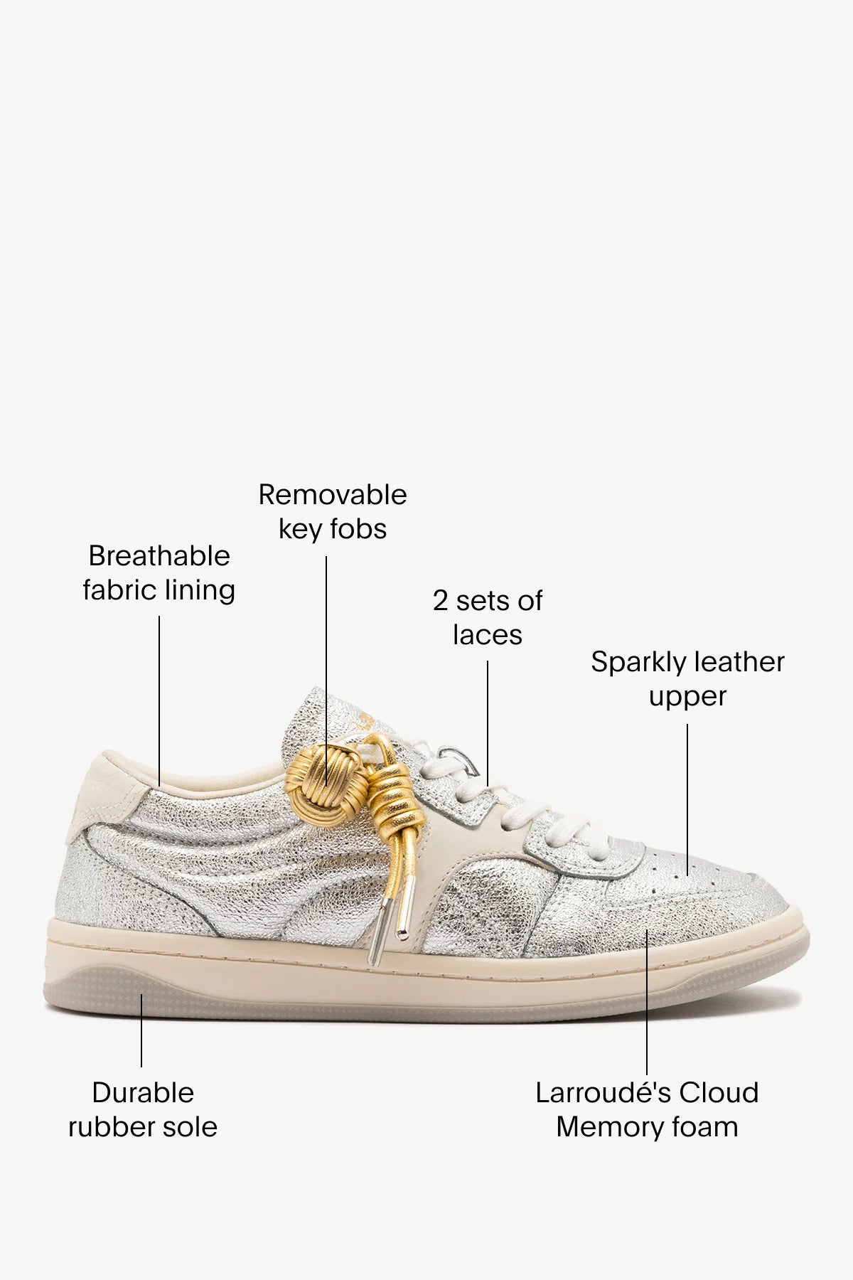 Silver Sparkle and Ivory Leather Low-Profile Sneaker