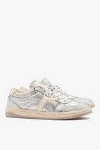 Silver Sparkle and Ivory Leather Low-Profile Sneaker