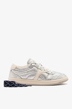 Silver Sparkle and Ivory Leather Low-Profile Sneaker