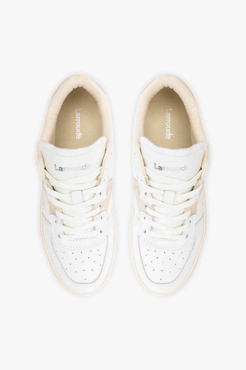 White Leather and Mushroom Grey Suede Low-Profile Sneaker