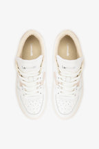 White Leather and Mushroom Grey Suede Low-Profile Sneaker