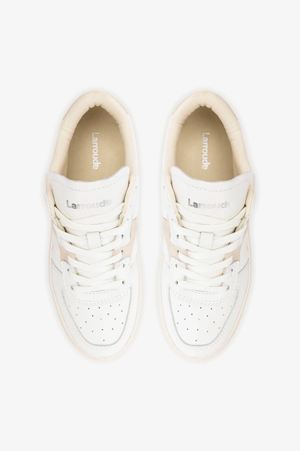 White Leather and Mushroom Grey Suede Low-Profile Sneaker