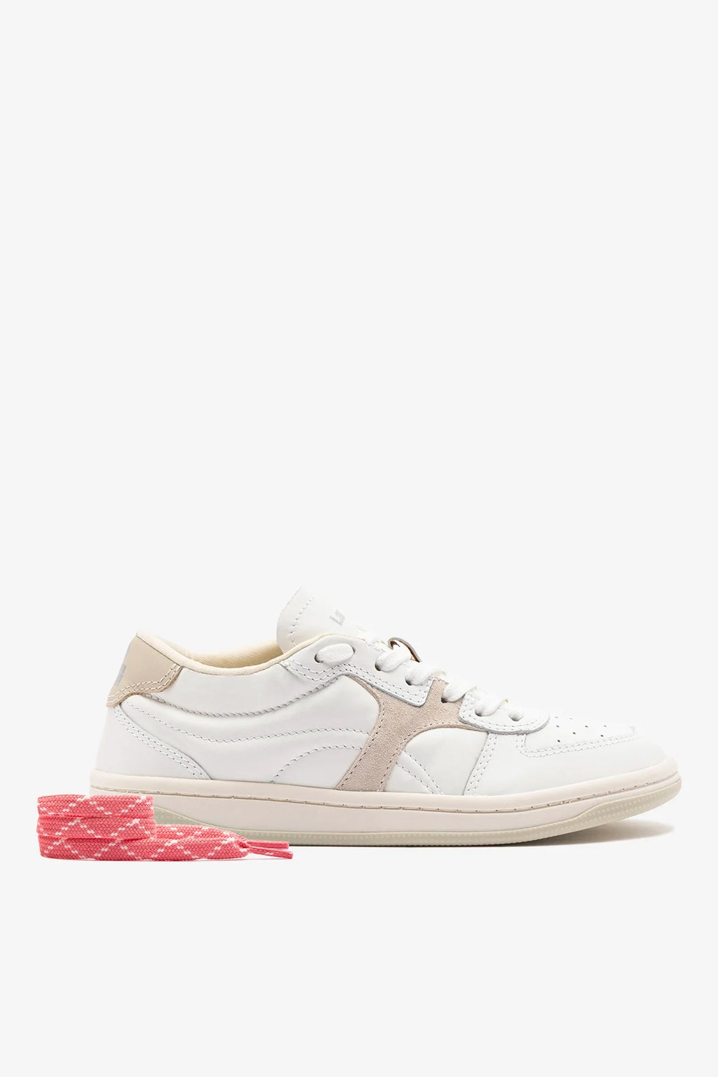 White Leather and Mushroom Grey Suede Low-Profile Sneaker
